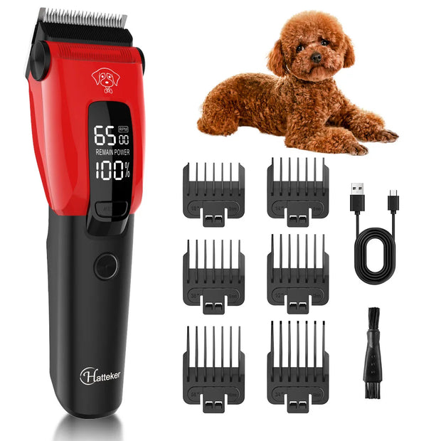 Hatteker Low Noise LED Pet Hair Trimmer Powerful Electric Dog Clippers Pet Shaver Dog Cat Pet Hair Clippers