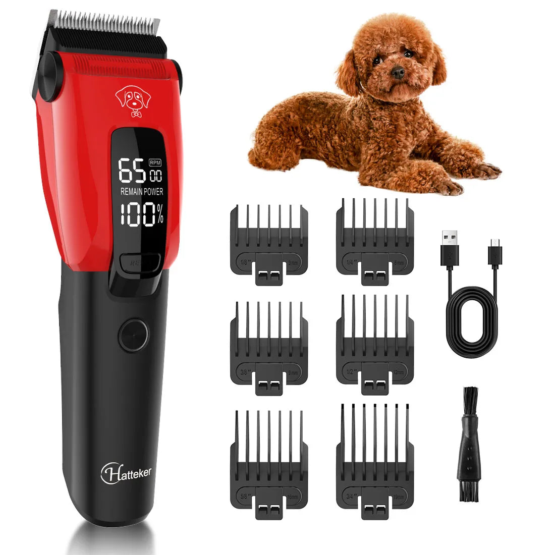 Hatteker Low Noise LED Pet Hair Trimmer Powerful Electric Dog Clippers Pet Shaver Dog Cat Pet Hair Clippers