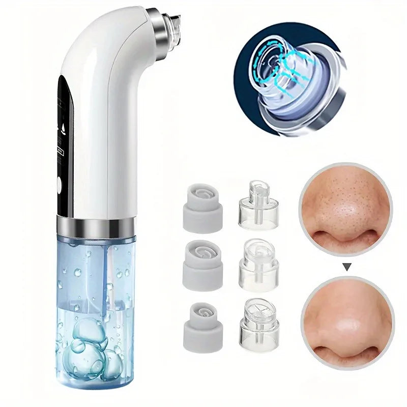Blackhead Vacuum Suction Tool Kit, 6 Tips 3 Levels, USB Rechargeable - Portable Facial Pore Cleaner